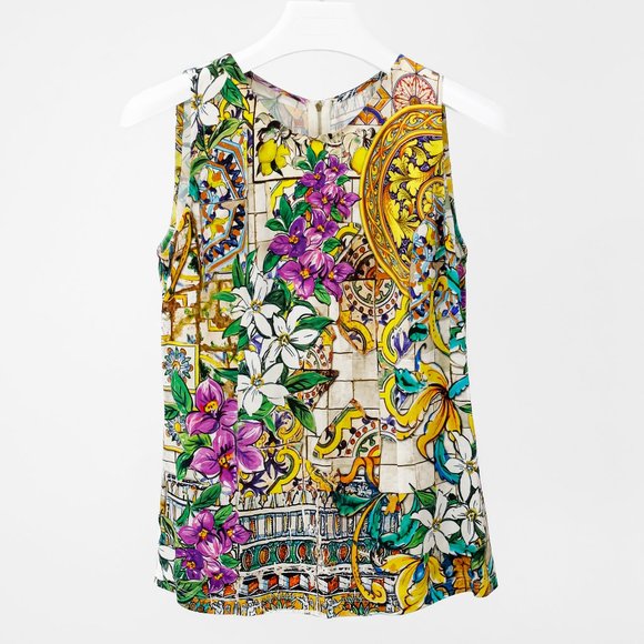 Dolce & Gabbana Sicilian Print Top Tank Tops